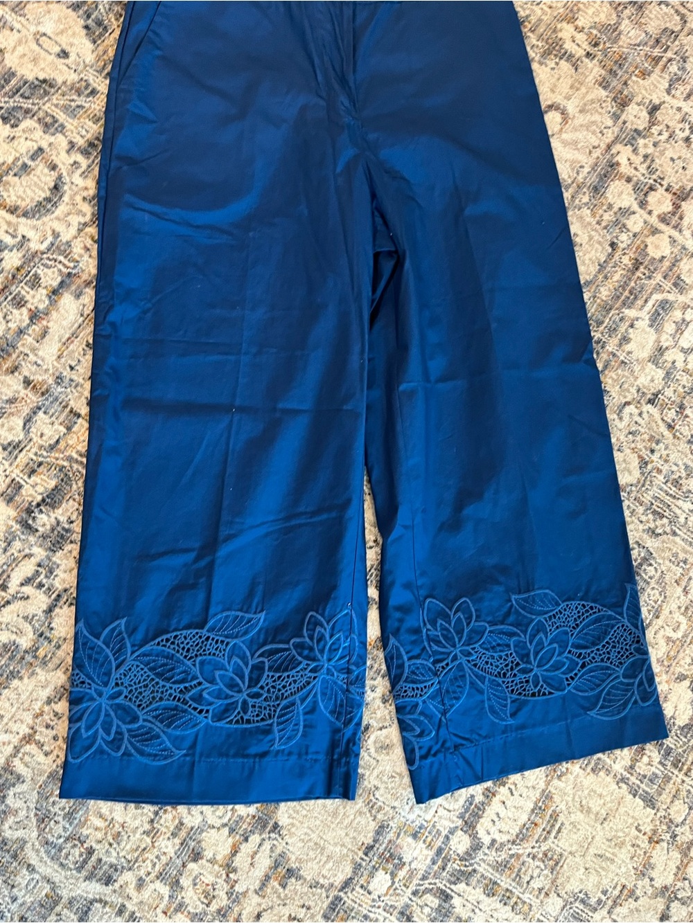 Ruby Rd. Royal Blue Embroidered Wide-Leg Pants - Picture 2 of 10